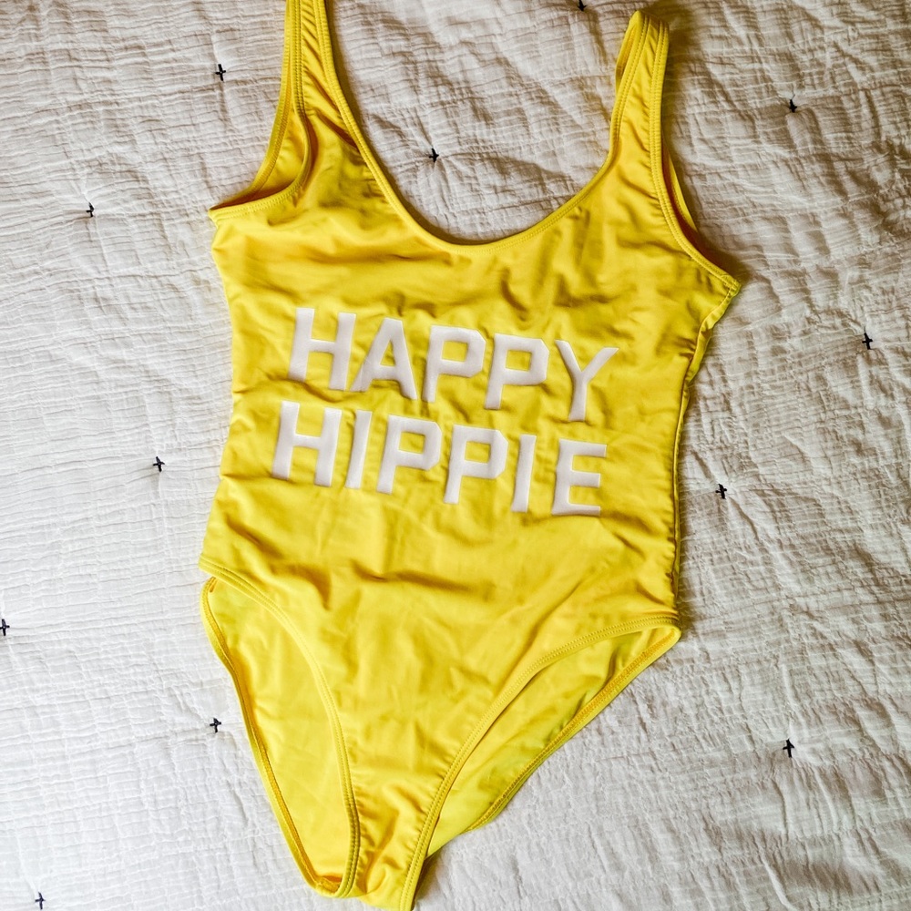 Yellow Happy Hippie Scoop Back One Piece Swimsuit